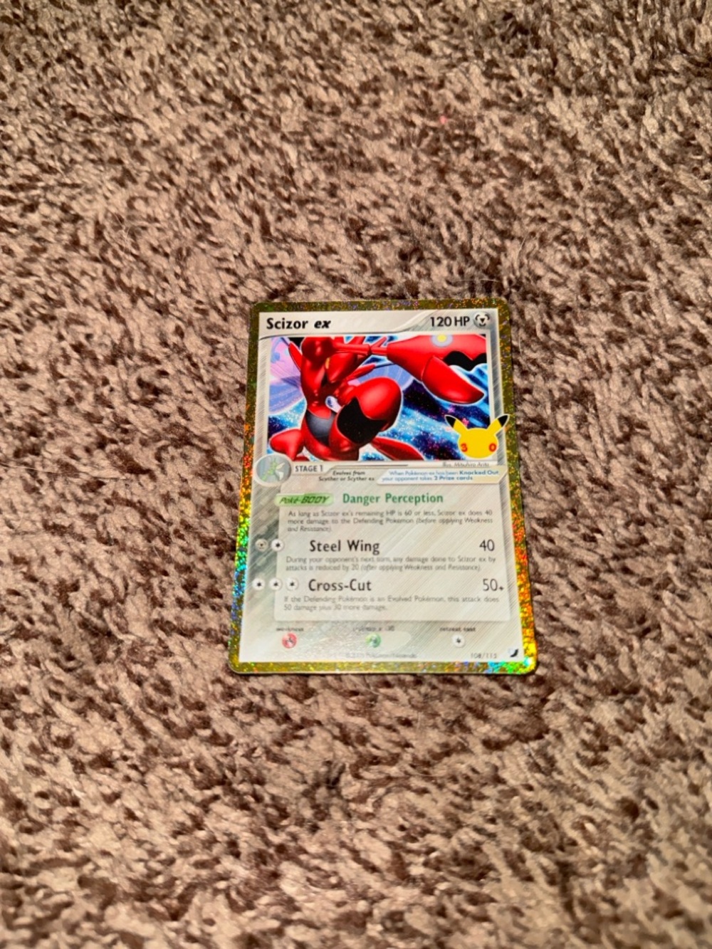 Pokemon Scizor EX 30th Anniversary Celebrations 108/115 Hidden Rare Gold Card